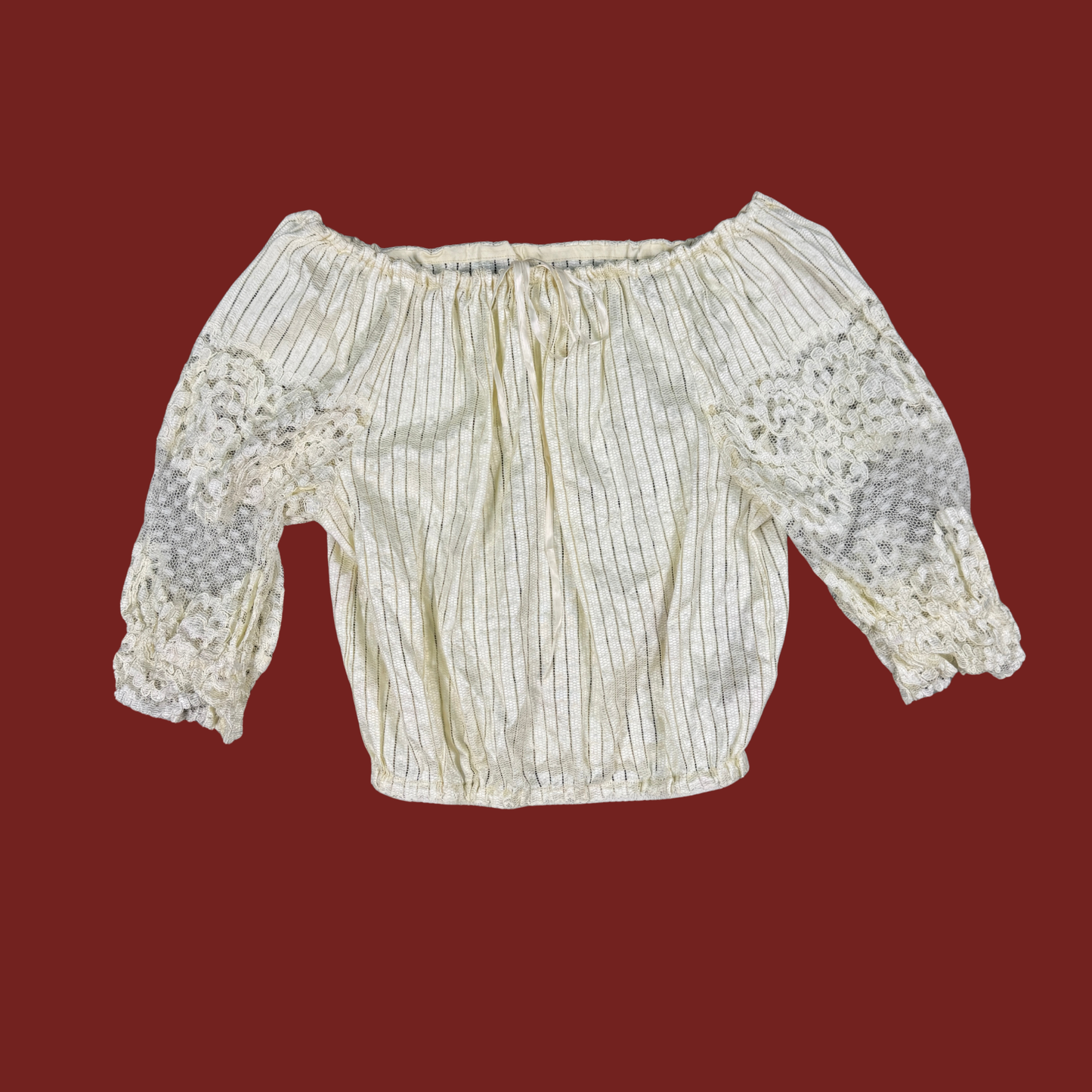 (M) Sheer Lace Off The Shoulder Blouse