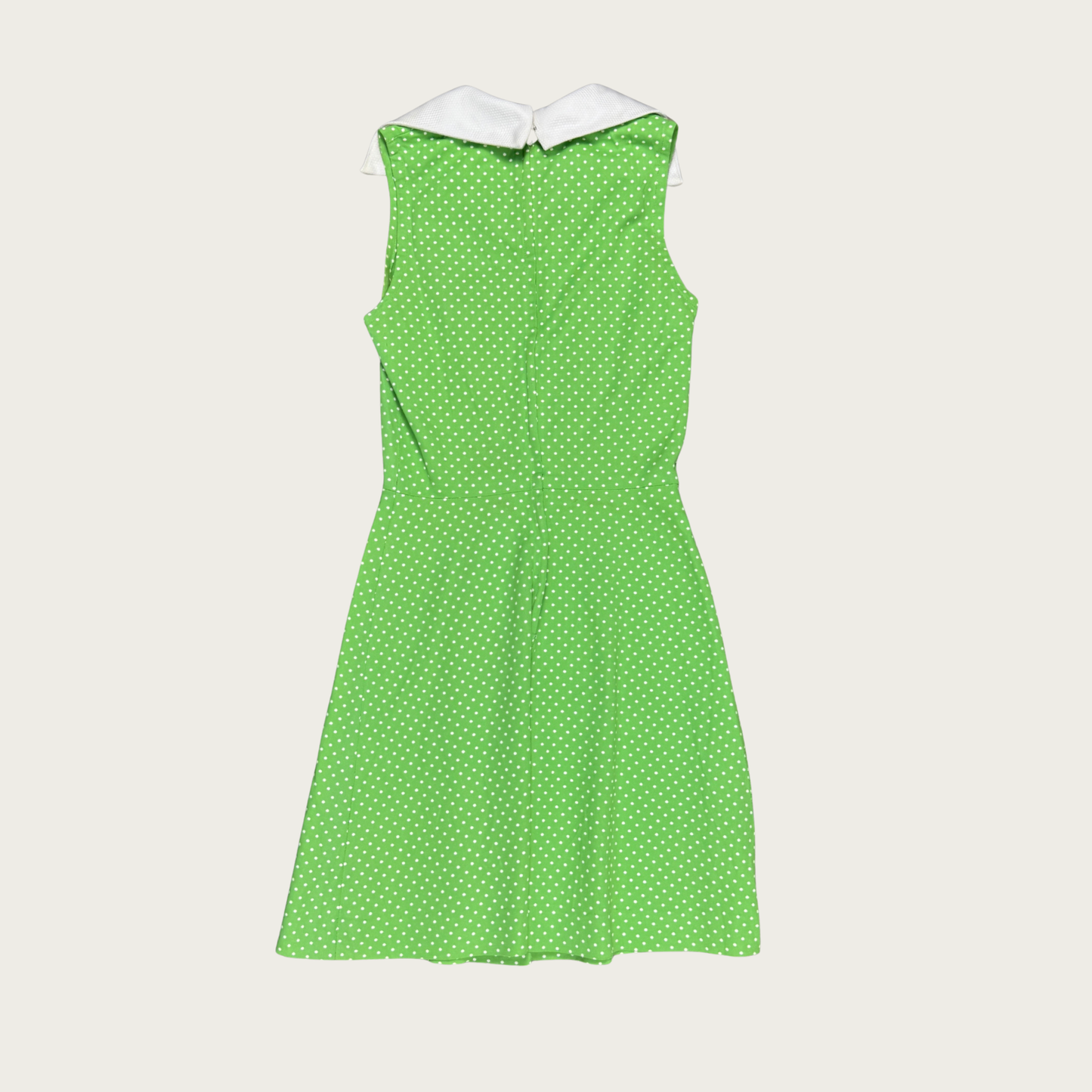 (XS/S) 60s/70s Green/White Polka Dot Collared Midi Dress