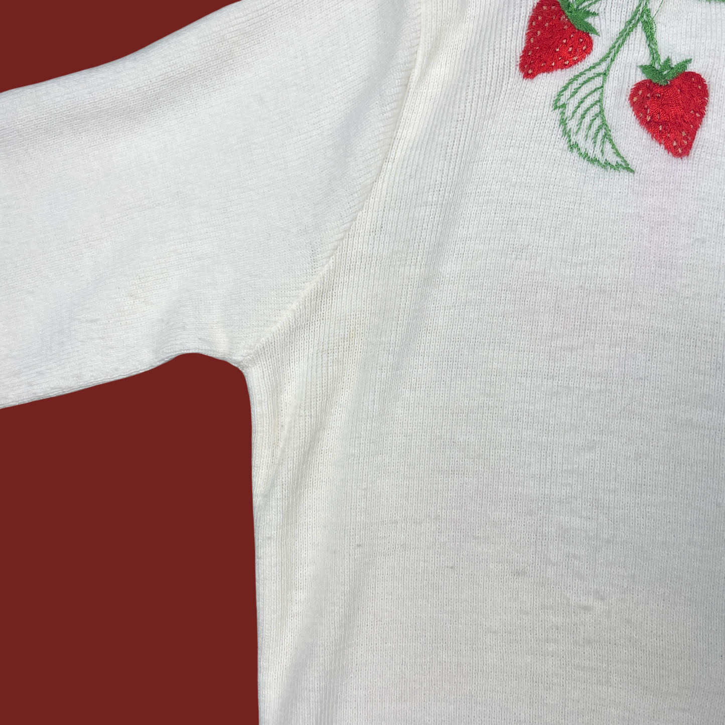 (L) Embroidered Strawberry Sweater