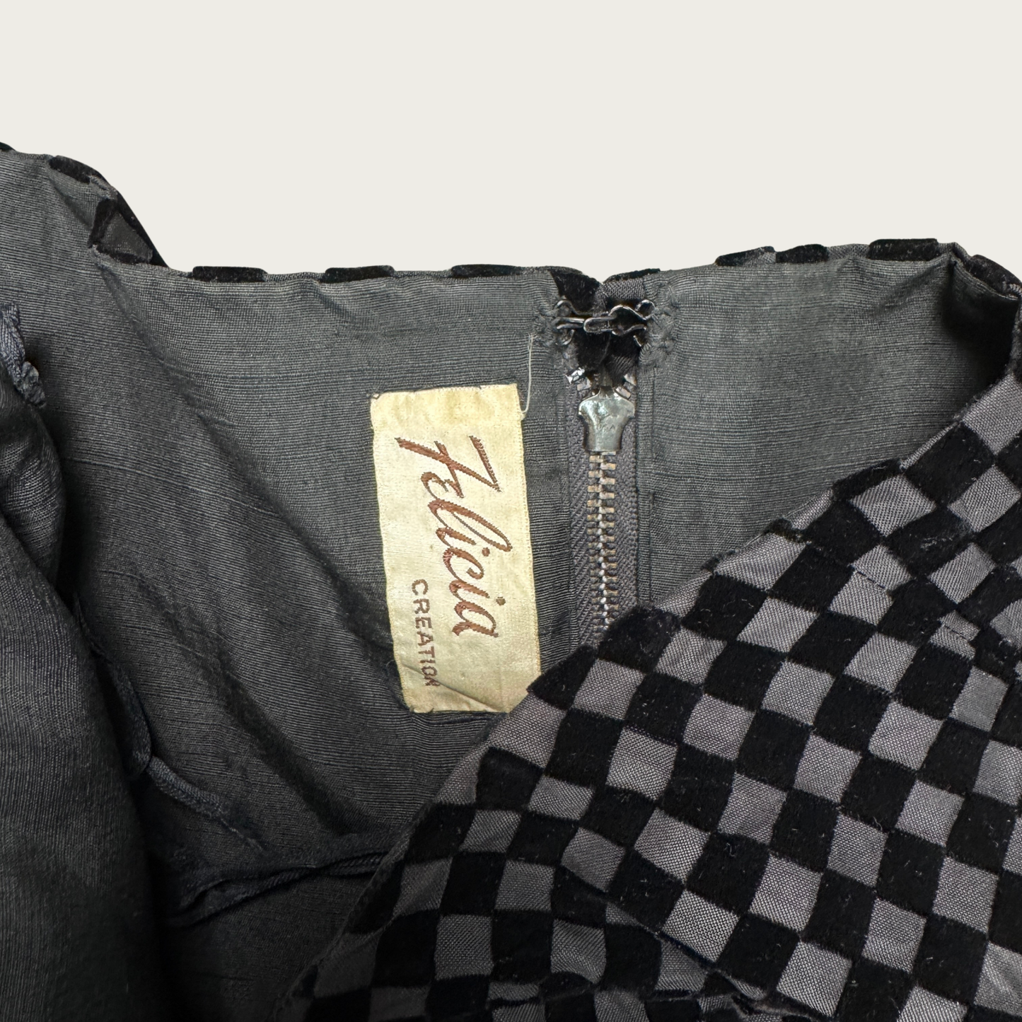 (S) 50s/60s Velvet Checker Dress