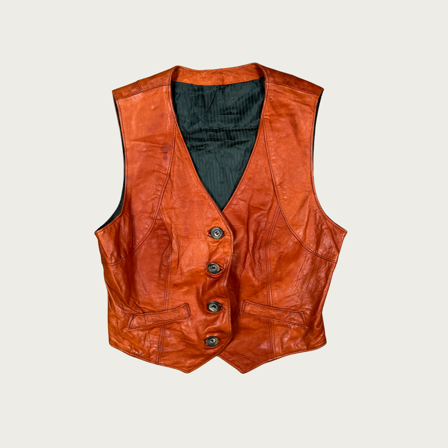 (S/M) 70s Tan Leather Vest