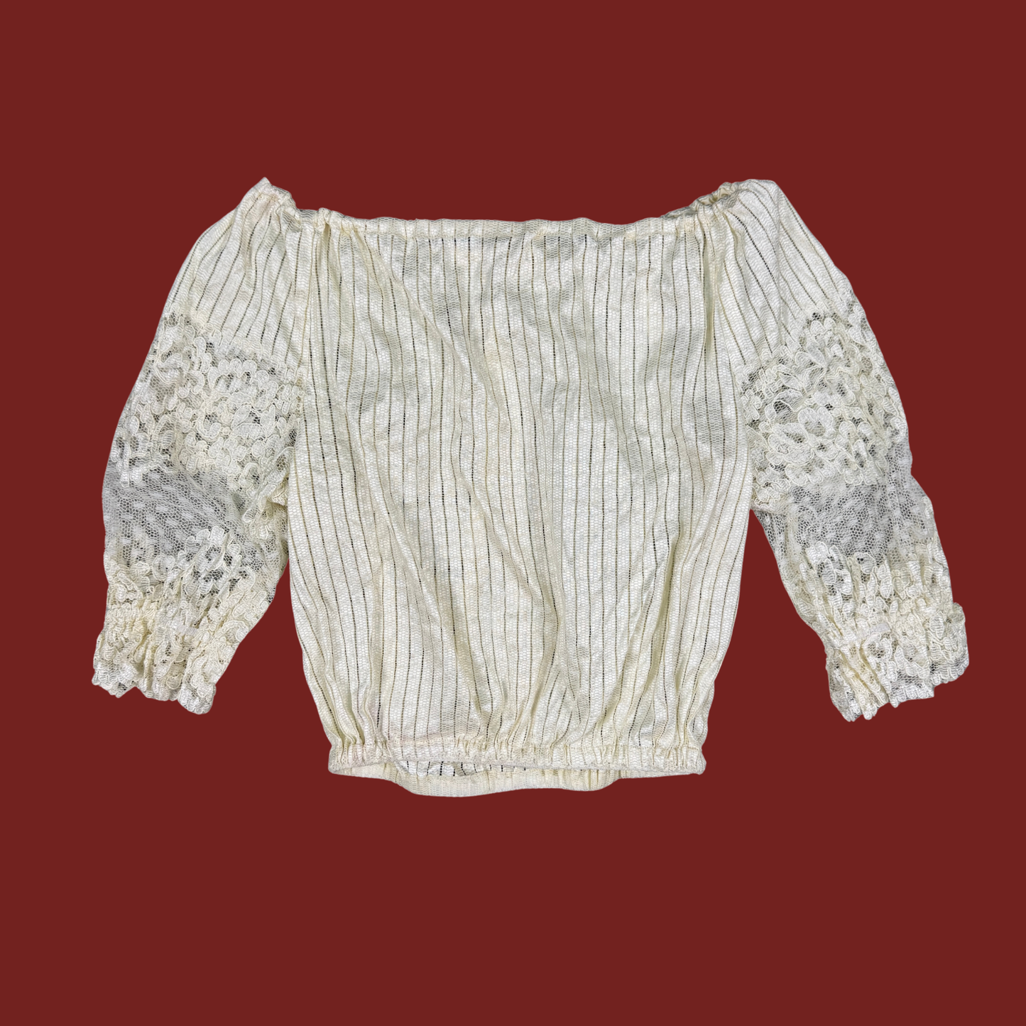 (M) Sheer Lace Off The Shoulder Blouse