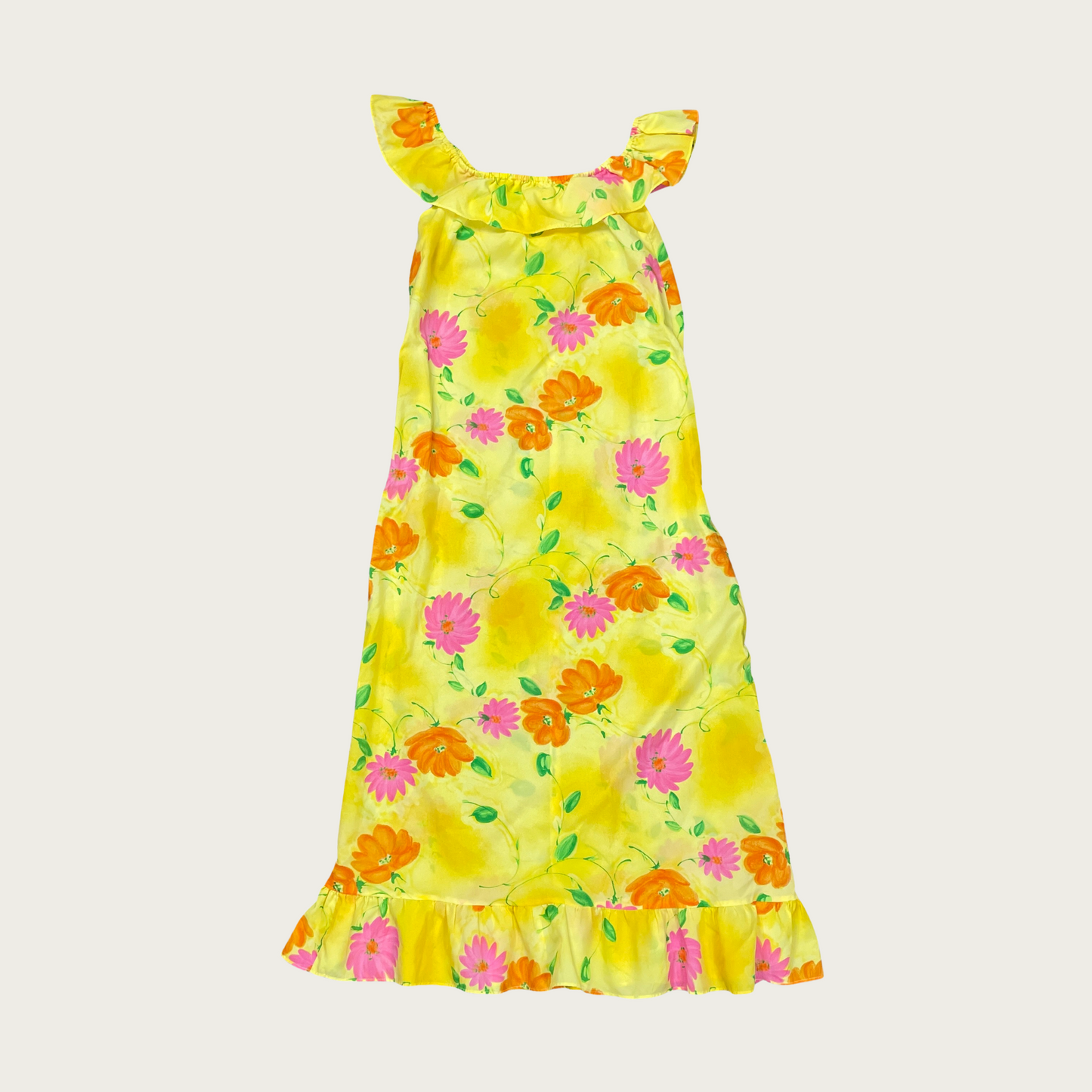 (S) Yellow Floral Off The Shoulder Maxi Dress
