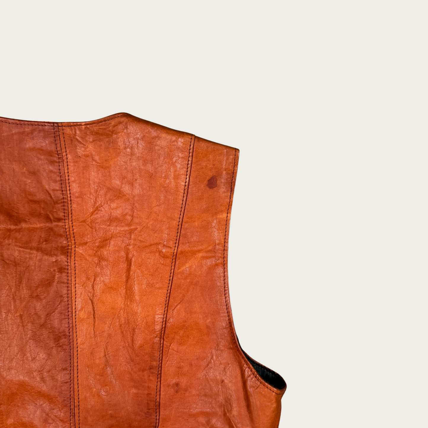 (S/M) 70s Tan Leather Vest