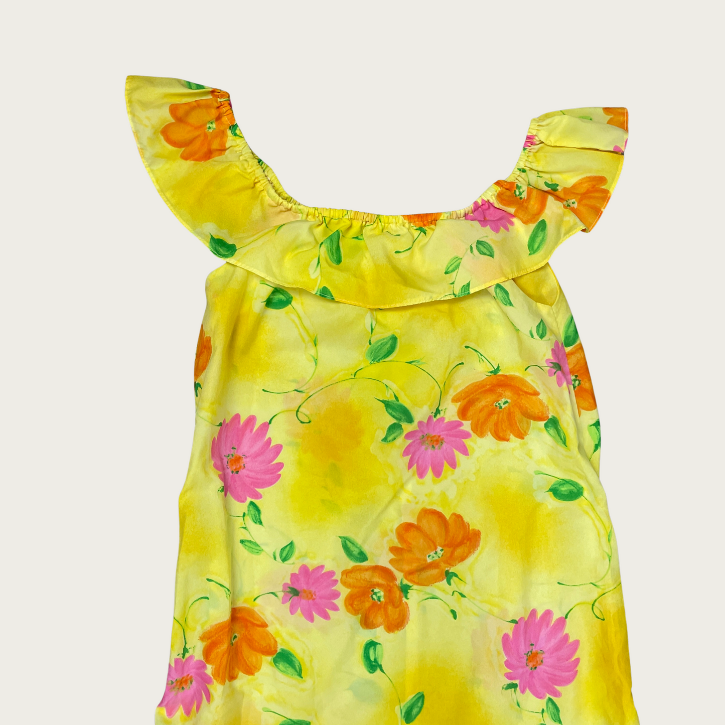 (S) Yellow Floral Off The Shoulder Maxi Dress