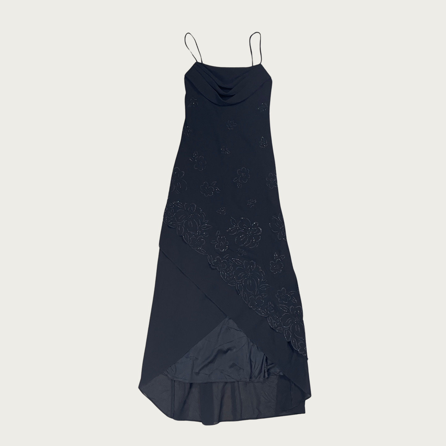 (S) 90s/Y2K Black Beaded Evening Gown