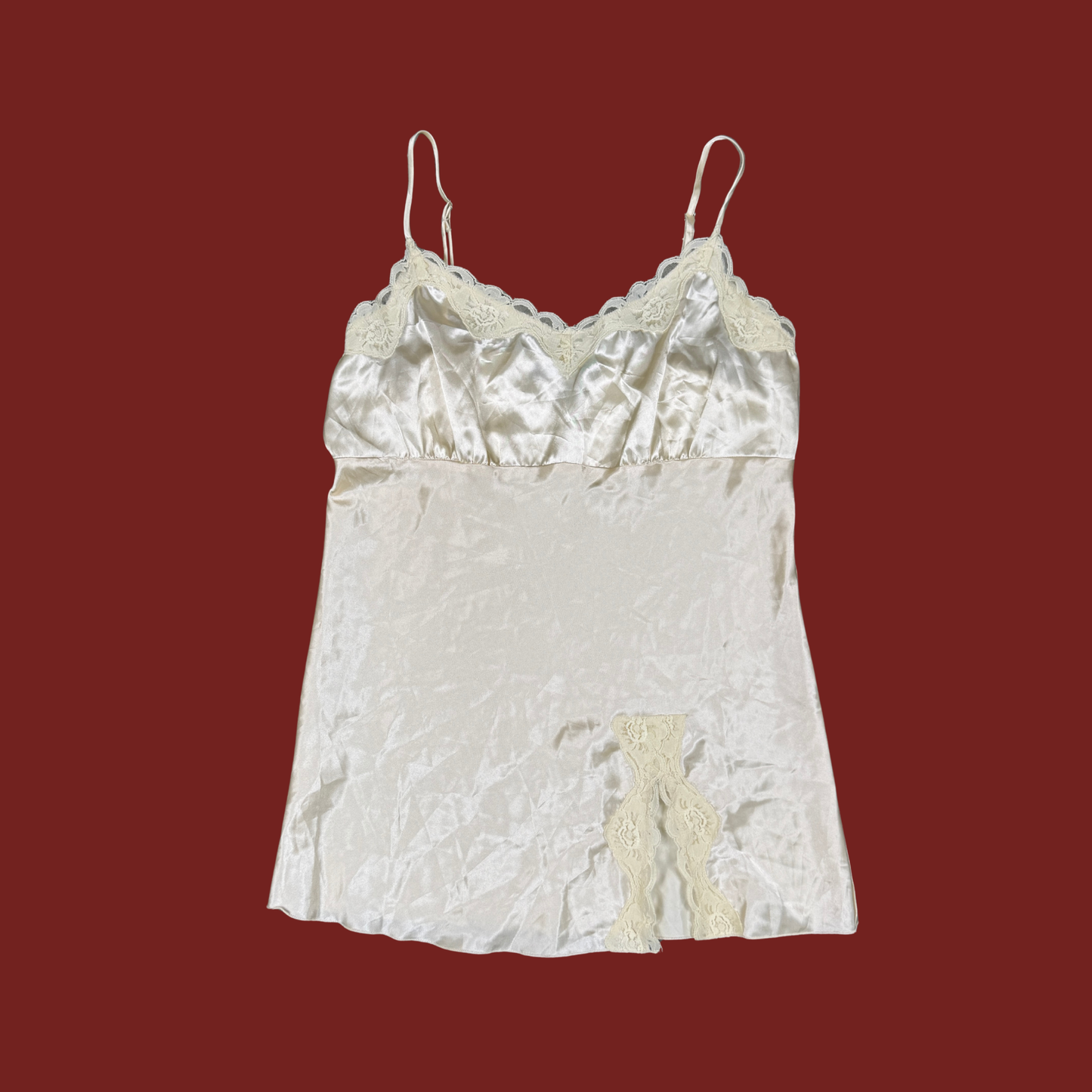 (M/L) Y2K Cream Satin Slip