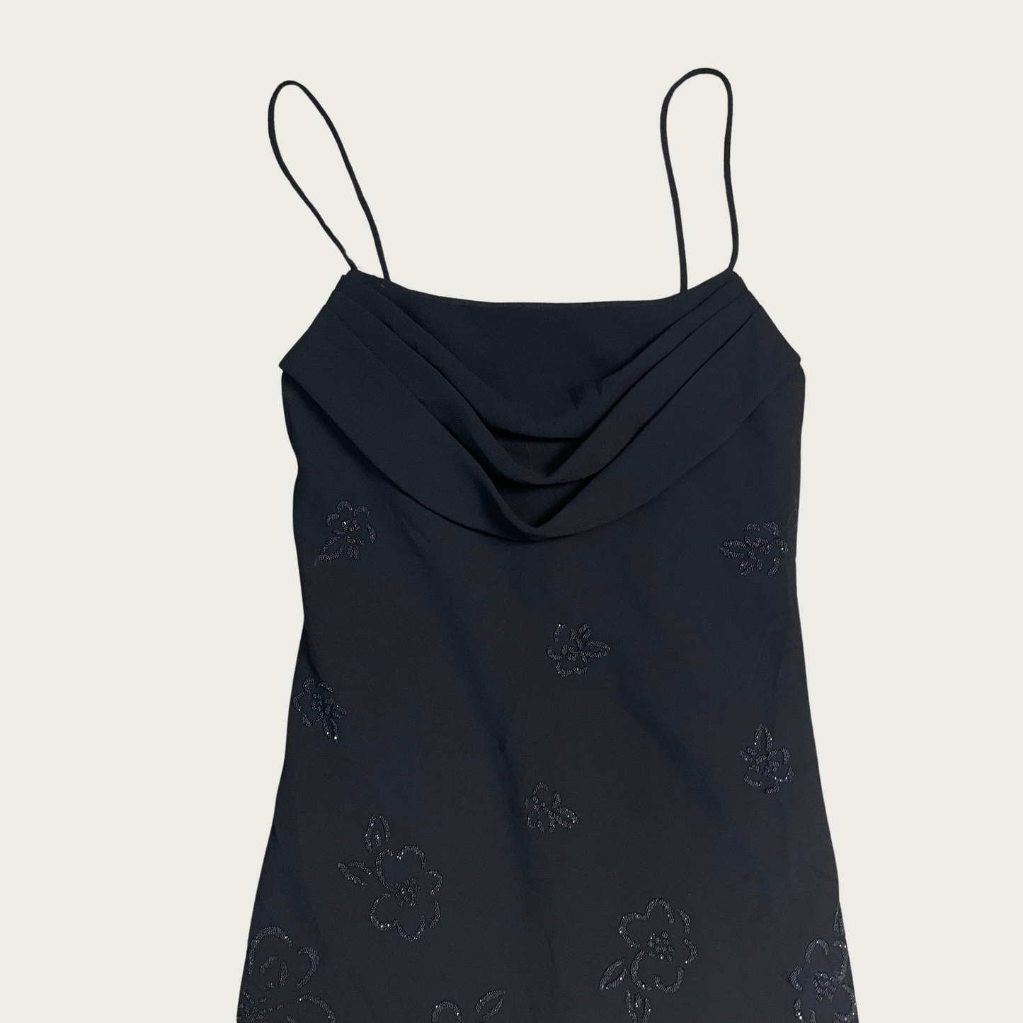 (S) 90s/Y2K Black Beaded Evening Gown