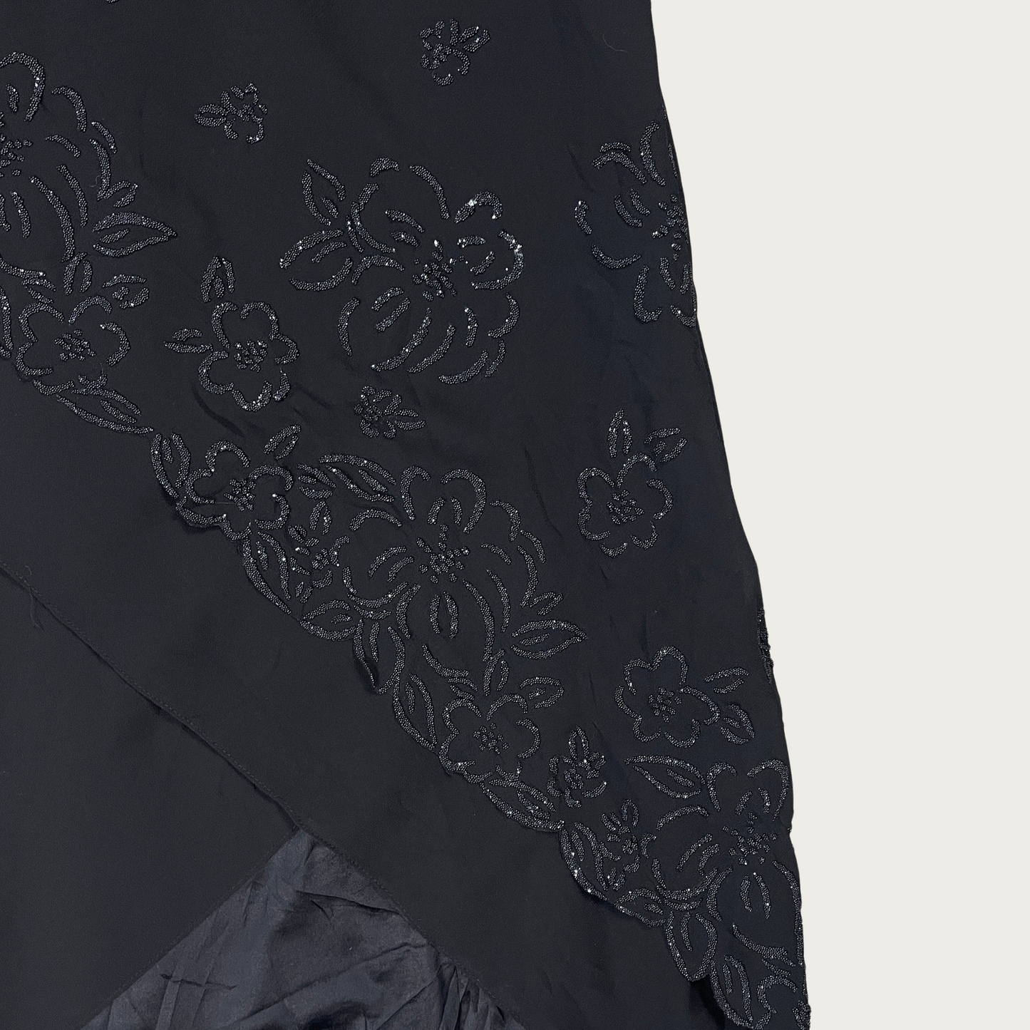 (S) 90s/Y2K Black Beaded Evening Gown