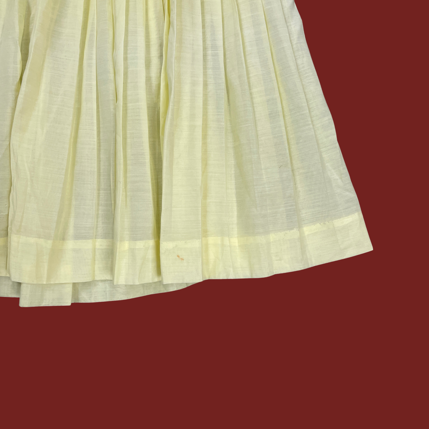 (S) Yellow Semi Sheer Pleated Midi Dress