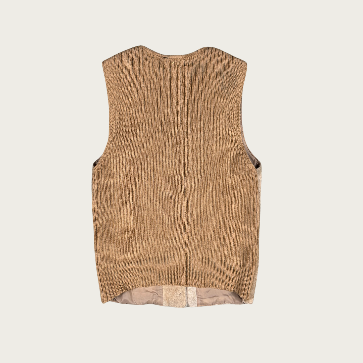 (M) 90s/Y2K Tan Suede and Knit Vest