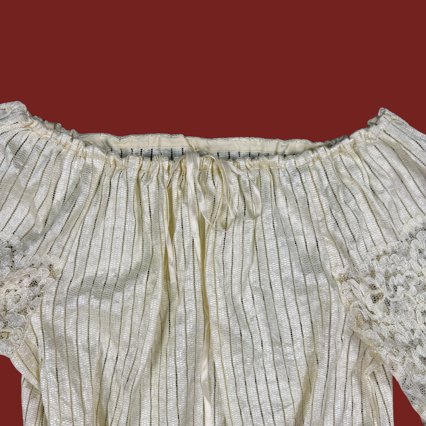 (M) Sheer Lace Off The Shoulder Blouse