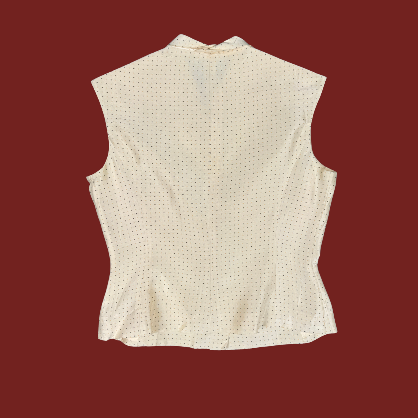 (M) 90s/Y2K Dotted Silk Sleeveless Blouse