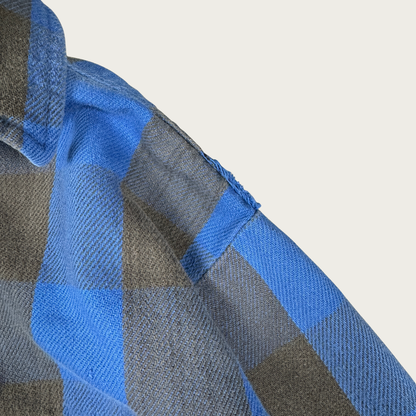 (S) 80s/90s Gray/Blue Distressed Flannel