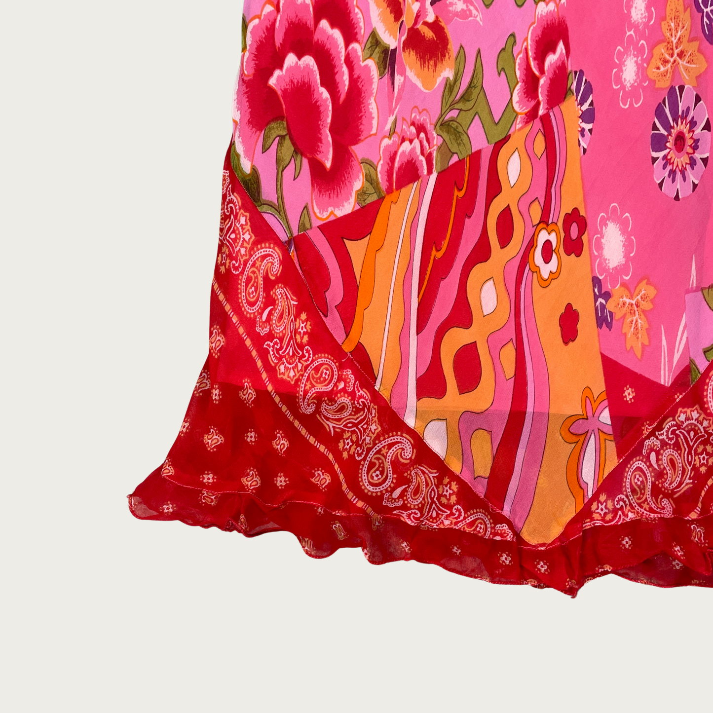 (S/M) Multi Pattern Patchwork Maxi Skirt