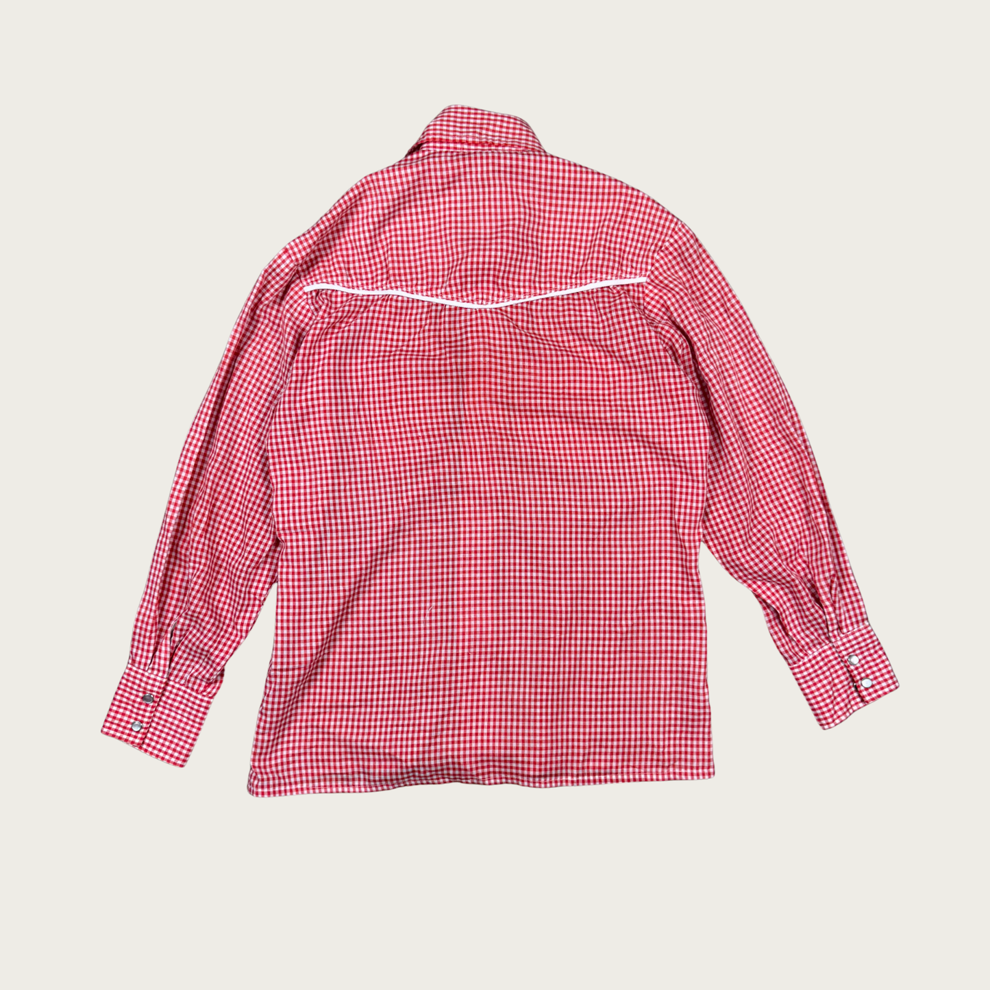 (M/L) 70s Red Gingham Western Snap Button Shirt