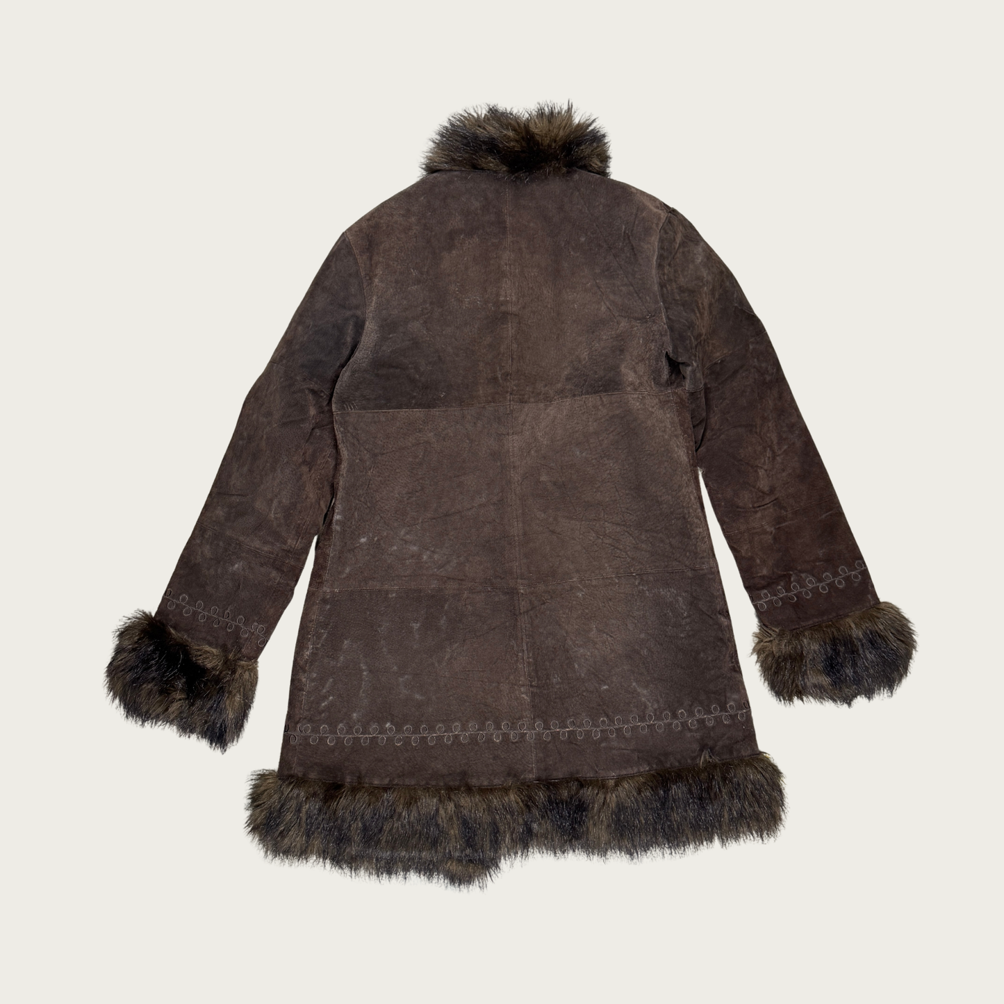 (S) Y2K Brown Leather Penny Lane Coat