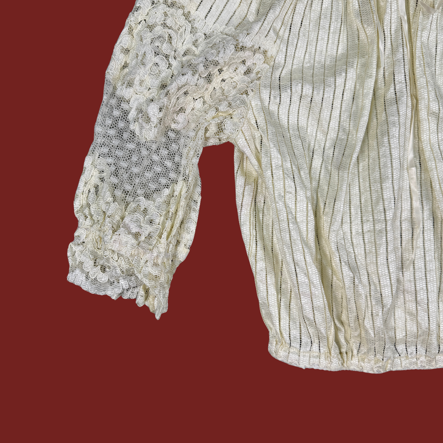 (M) Sheer Lace Off The Shoulder Blouse
