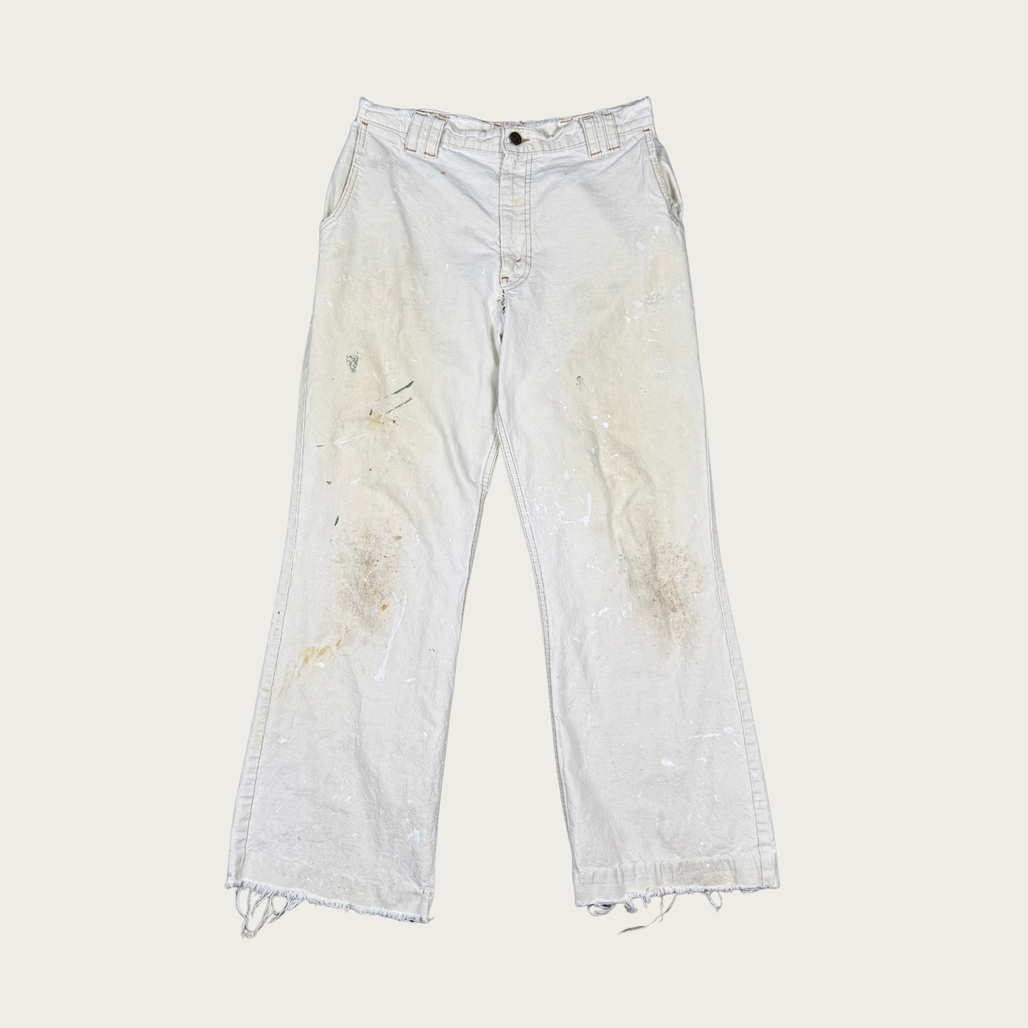 (31") Rare Levi's 60s/70s Orange Tab Cream Distressed Canvas Pants