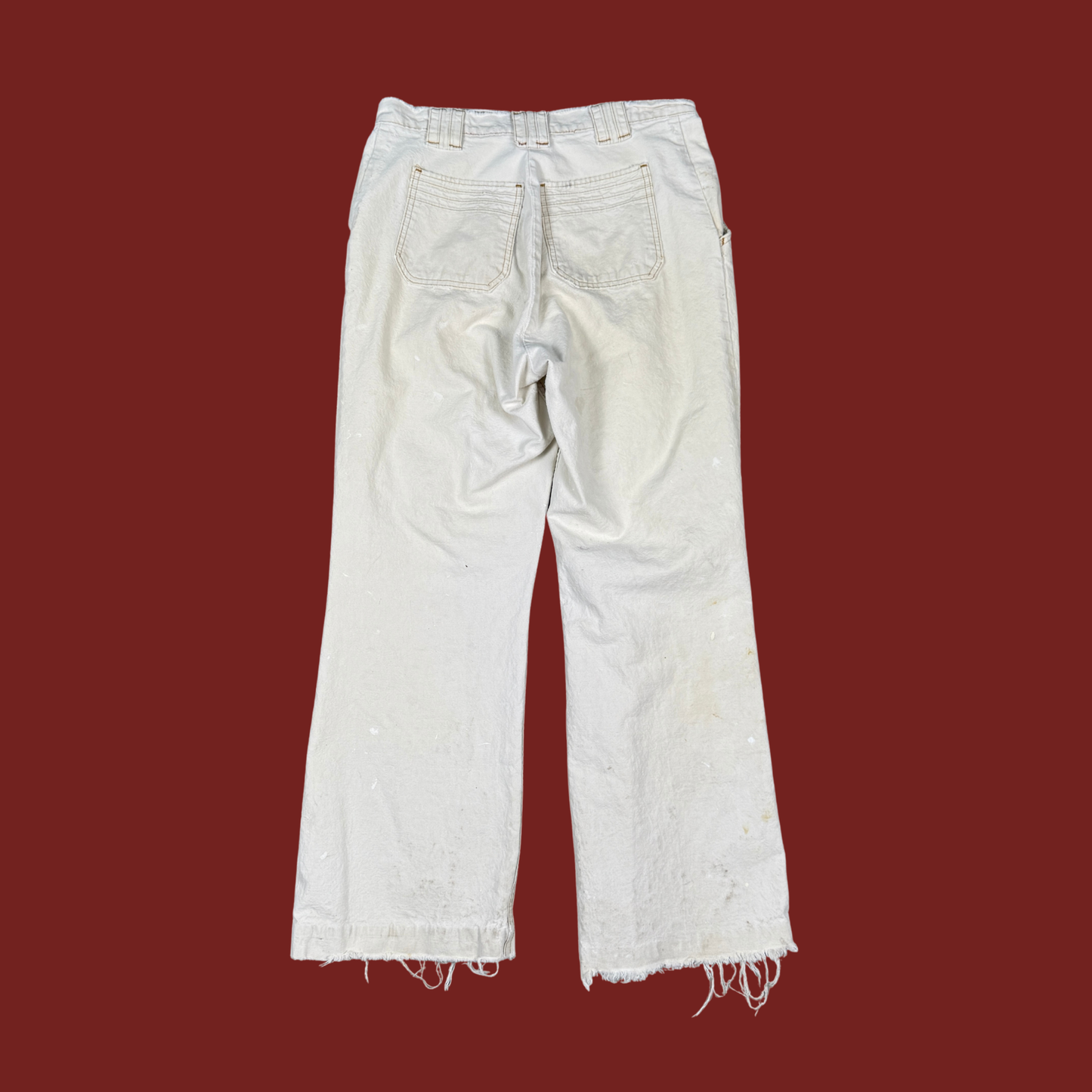(31") Rare Levi's 60s/70s Orange Tab Cream Distressed Canvas Pants