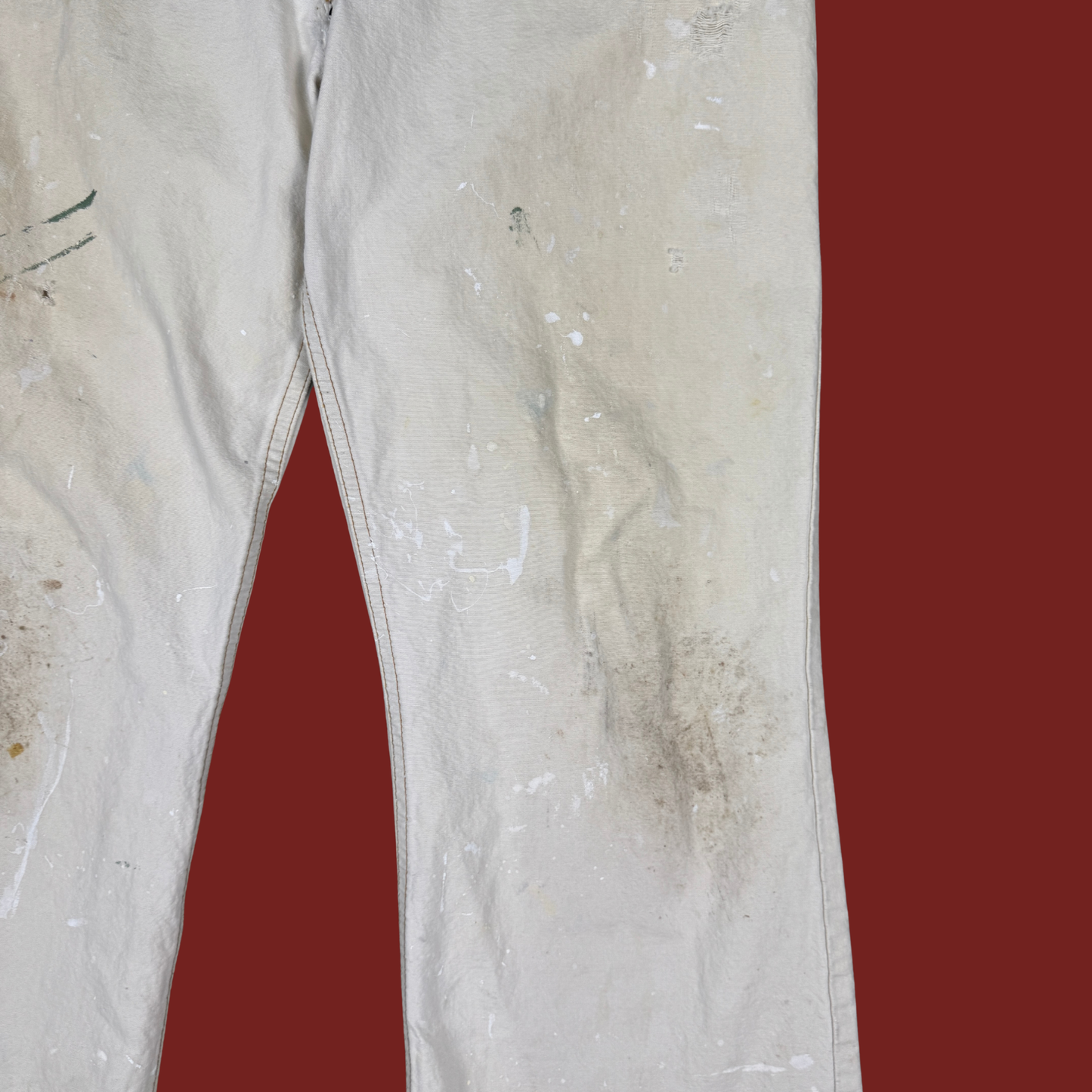 (31") Rare Levi's 60s/70s Orange Tab Cream Distressed Canvas Pants