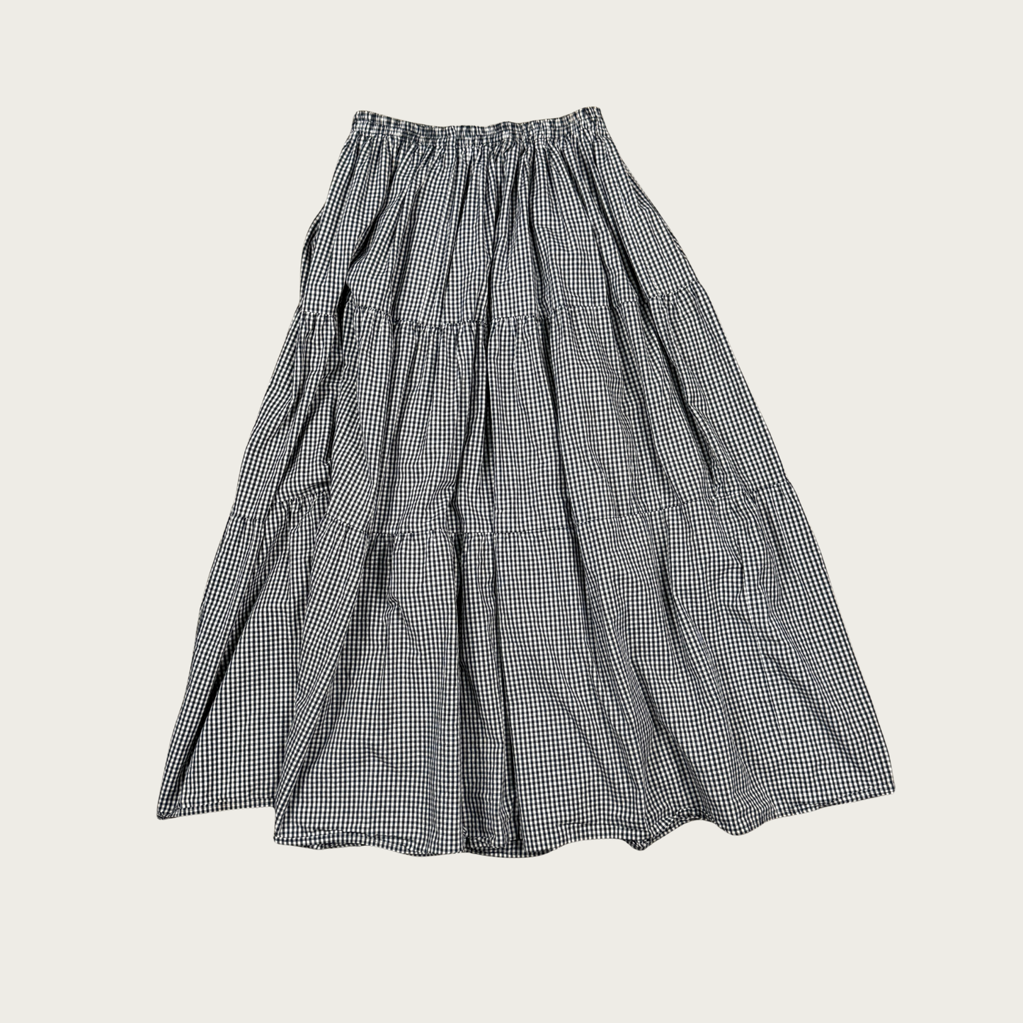 (M) Gingham Tiered Maxi Skirt