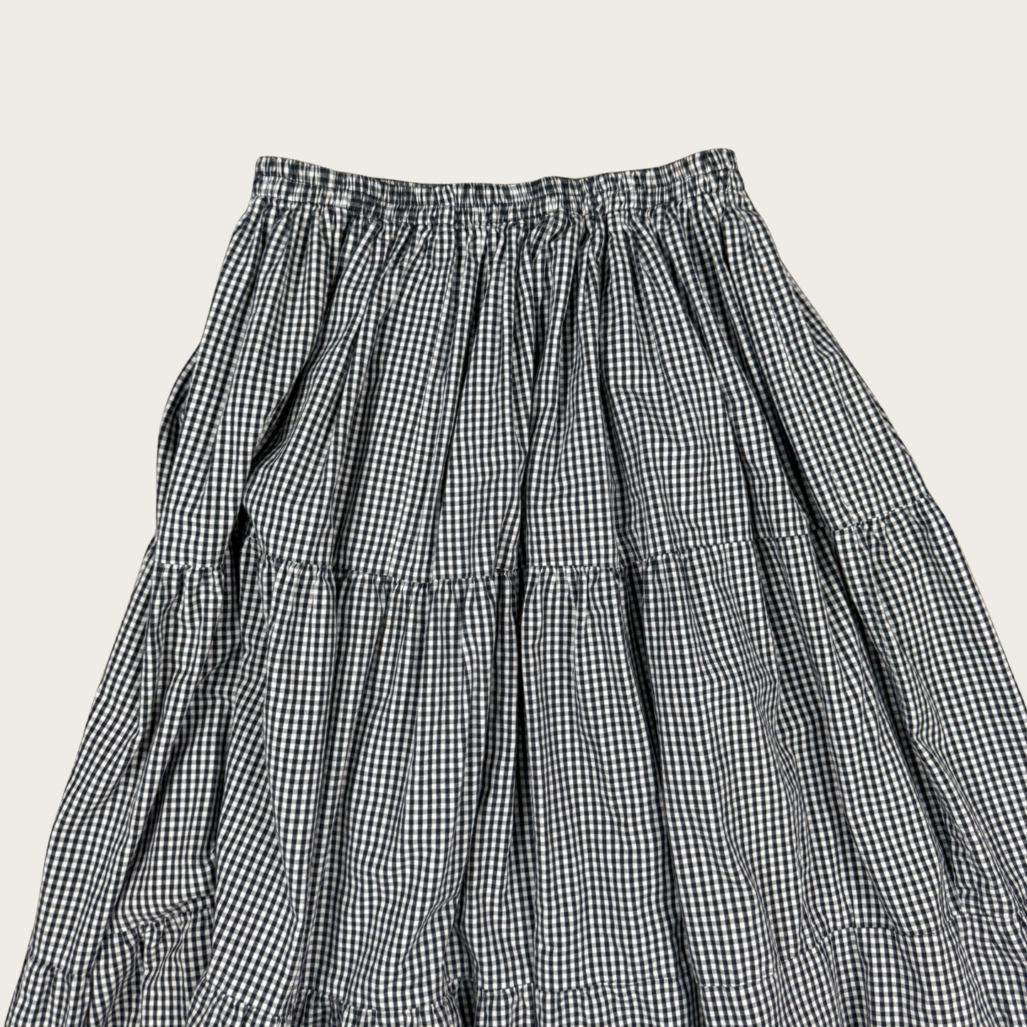 (M) Gingham Tiered Maxi Skirt