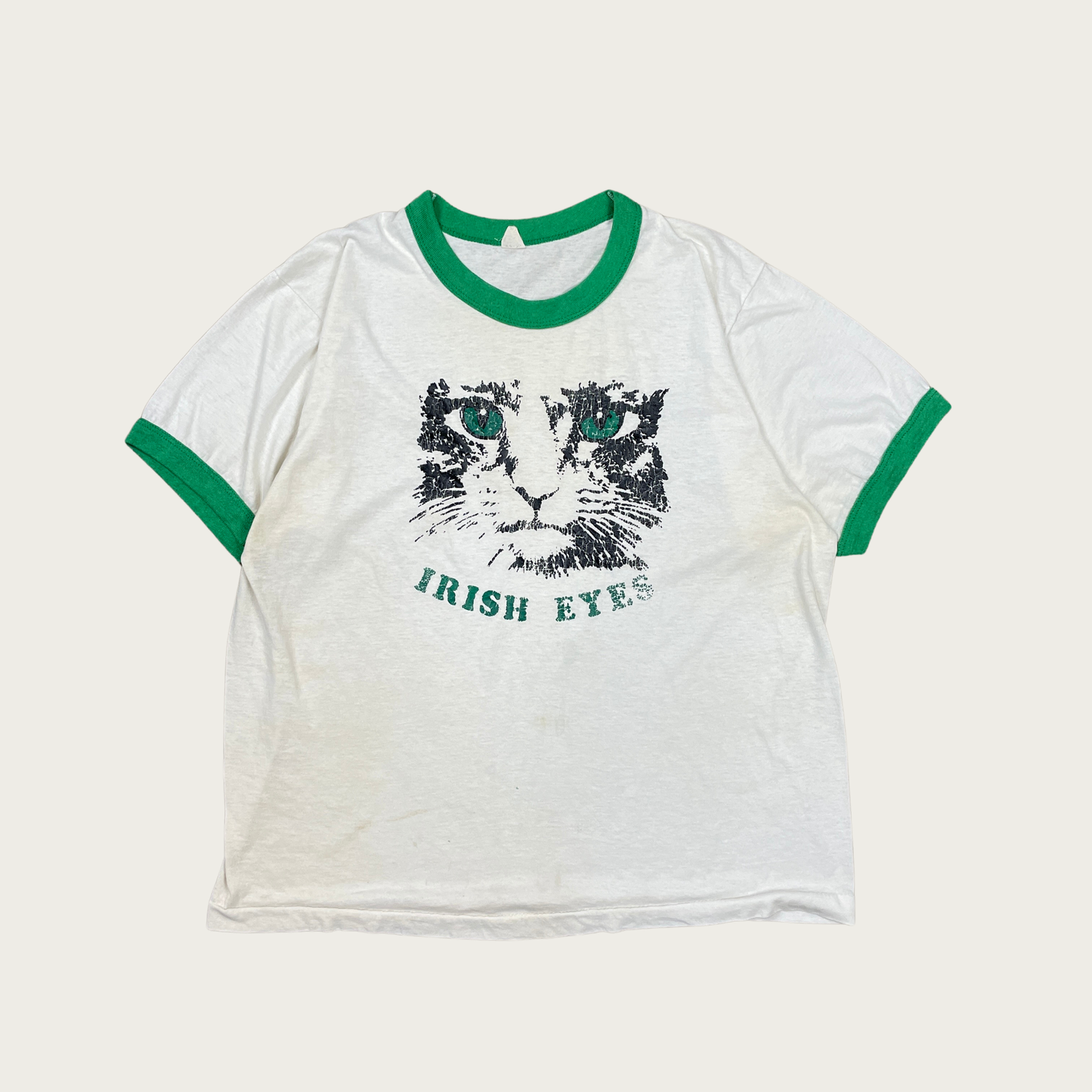 (M/L) Irish Eyes Cat Ringer Tee
