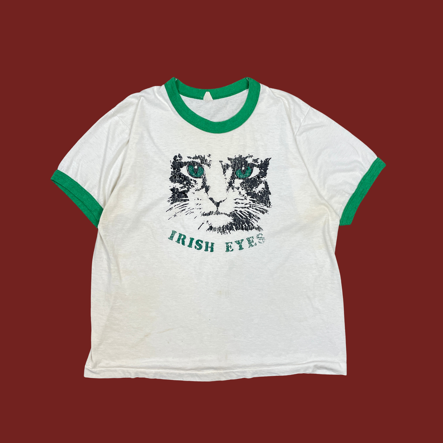 (M/L) Irish Eyes Cat Ringer Tee