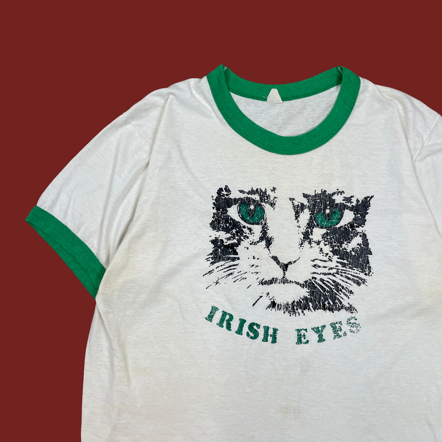 (M/L) Irish Eyes Cat Ringer Tee