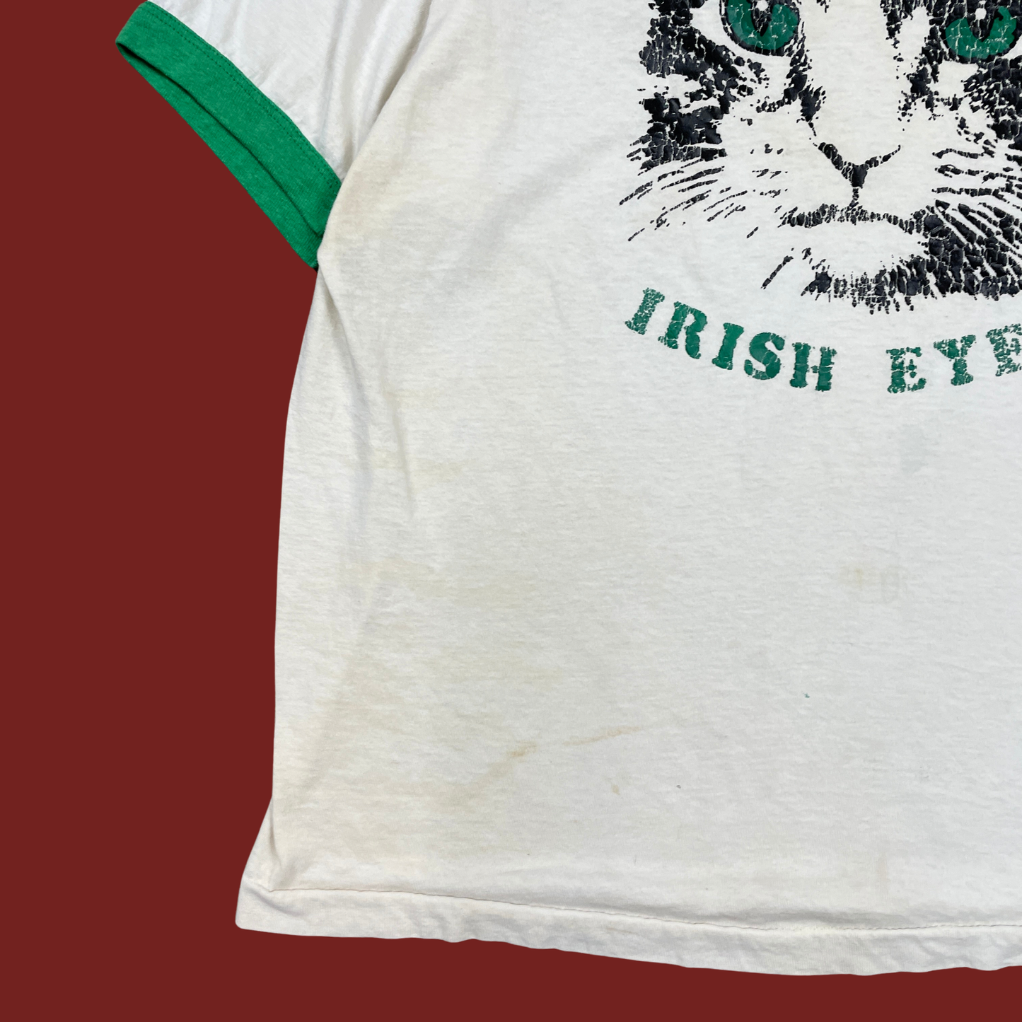 (M/L) Irish Eyes Cat Ringer Tee