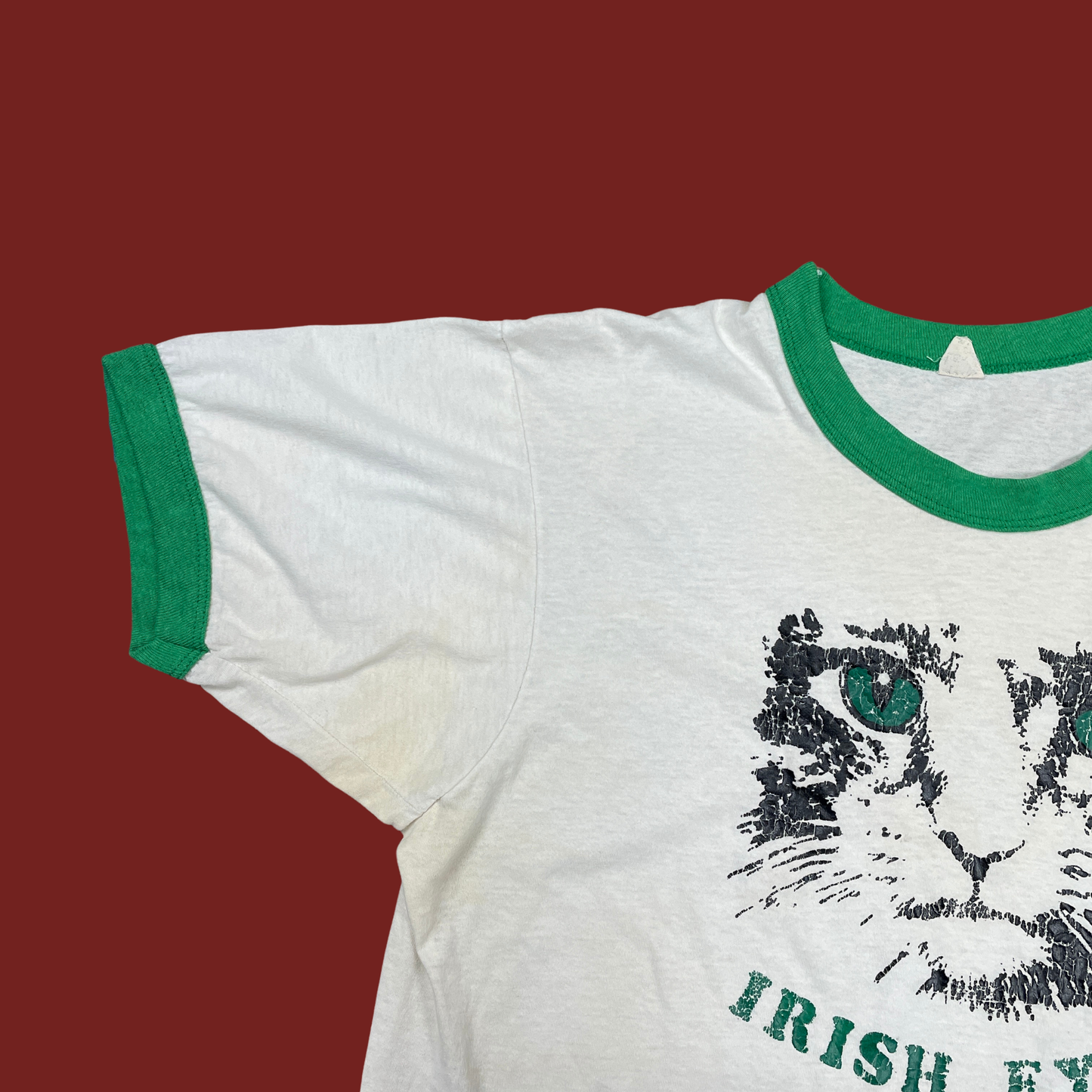 (M/L) Irish Eyes Cat Ringer Tee