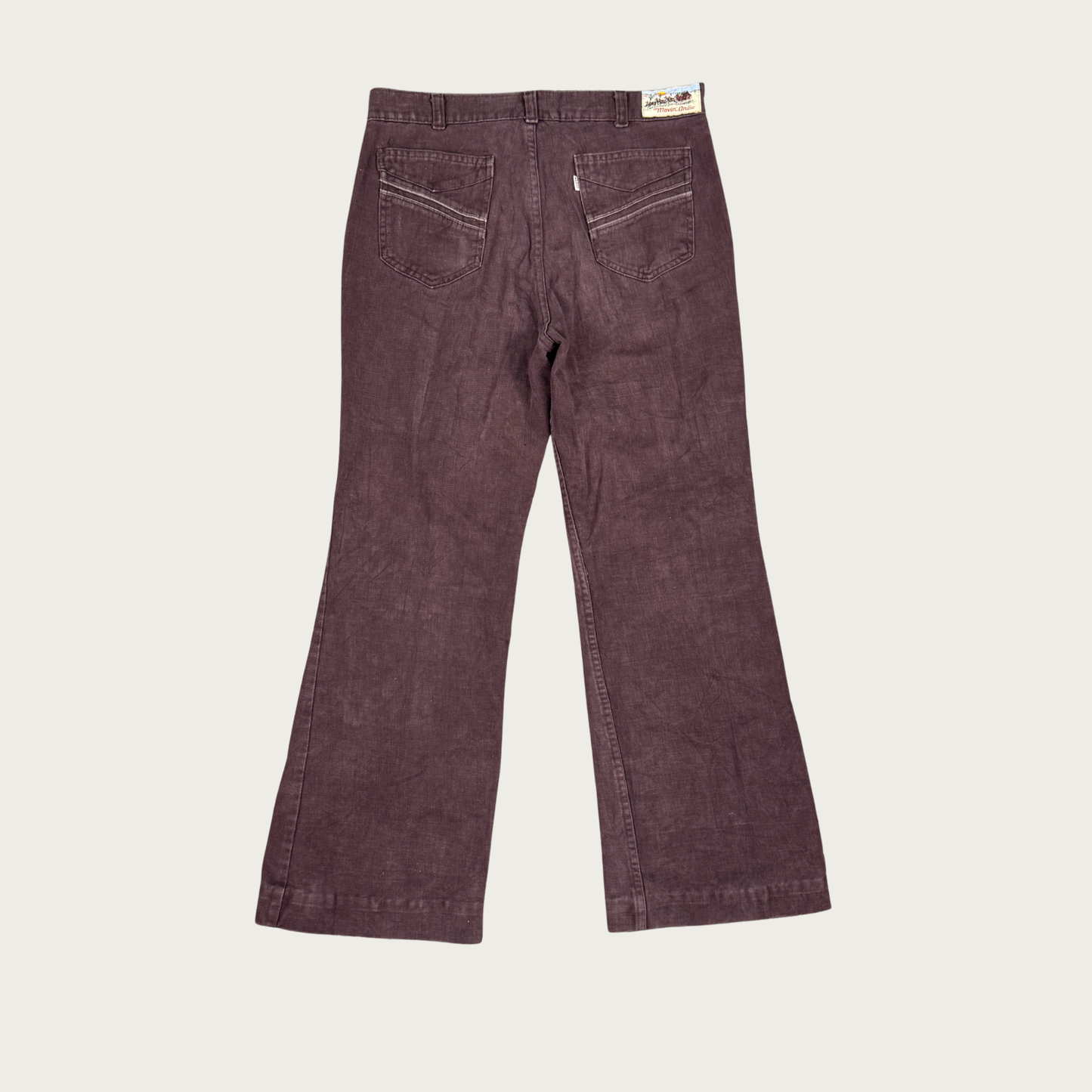(34") 70s "Movin' On" Levi's Brown White Tab Wide Leg Flares
