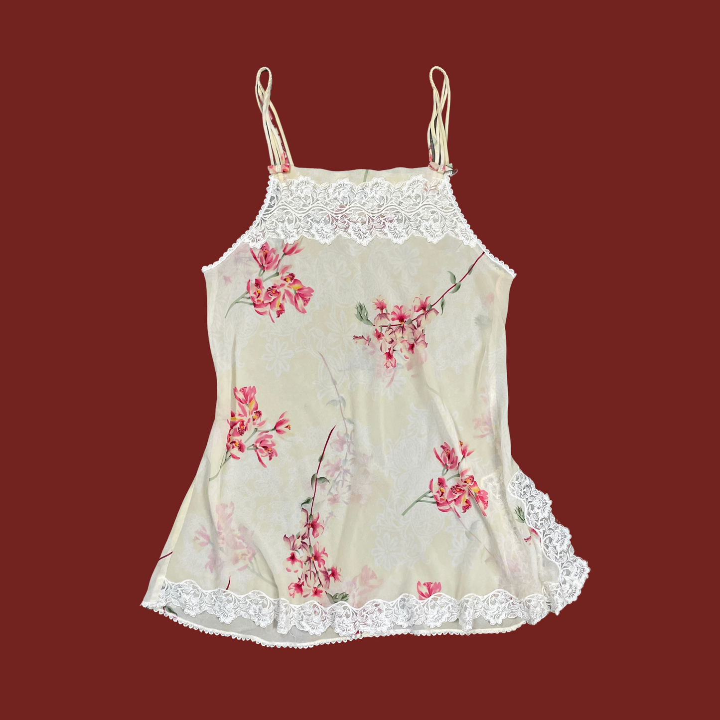 (M) Christian Dior Cream Floral Mini Slip Dress