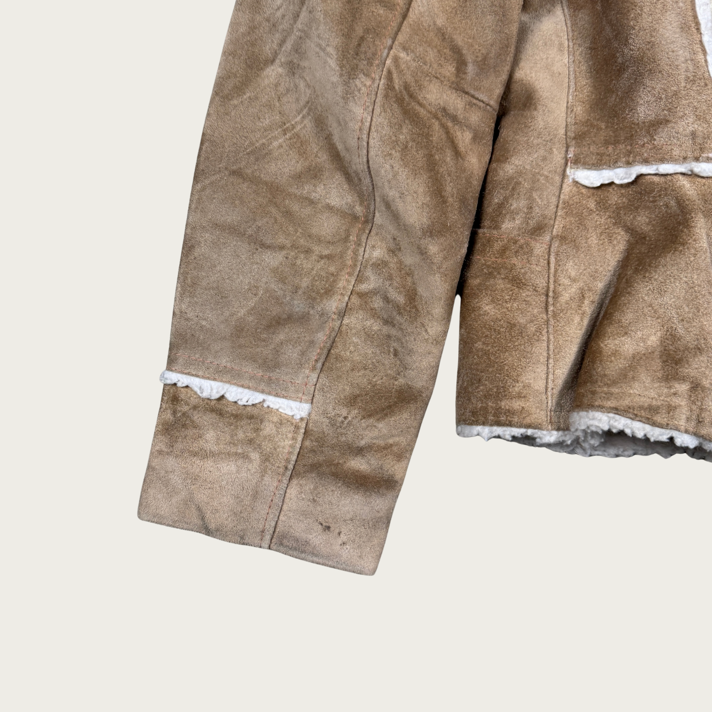 (XS) 70s Suede Fur Collar Jacket