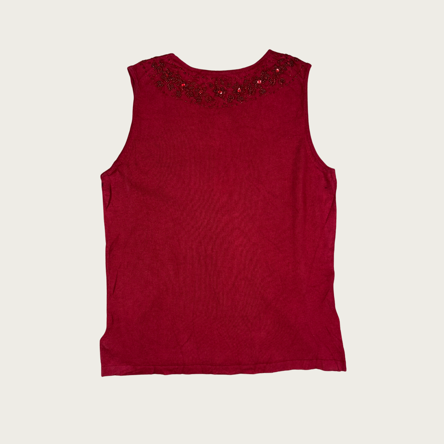 (M) 90s/Y2K Silk/Angora Red Beaded Knit Top