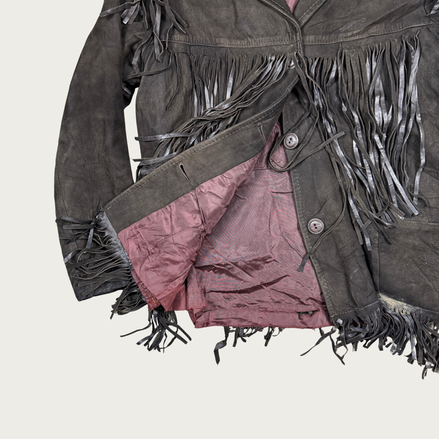 (M) 70s Brown Suede Fringe Jacket