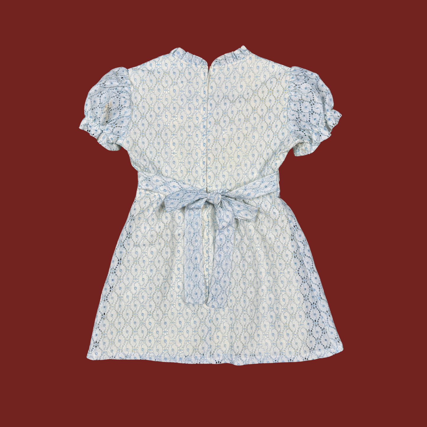 (XS/S) Custom Reworked 50s/60s Blue/White Puff Sleeve Mini Dress