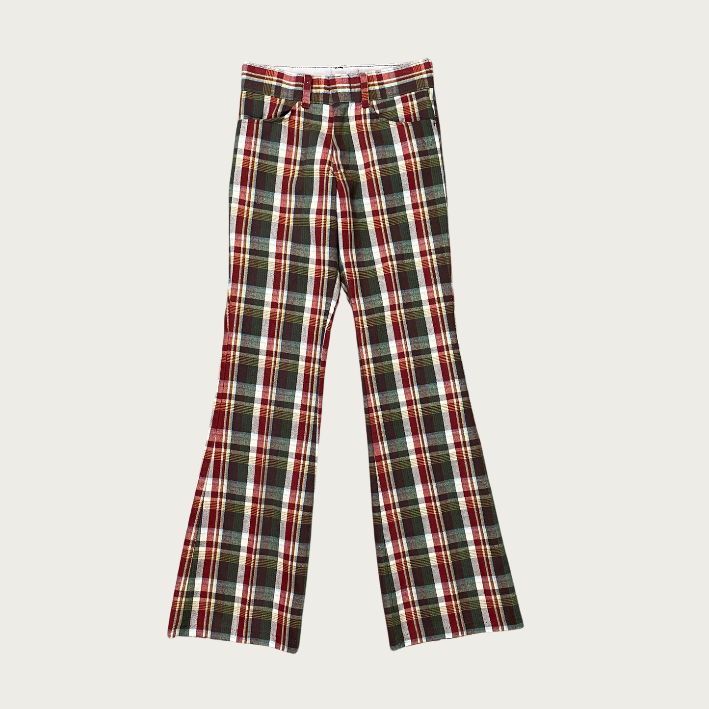 (26") 70s Earth Toned Plaid Flares