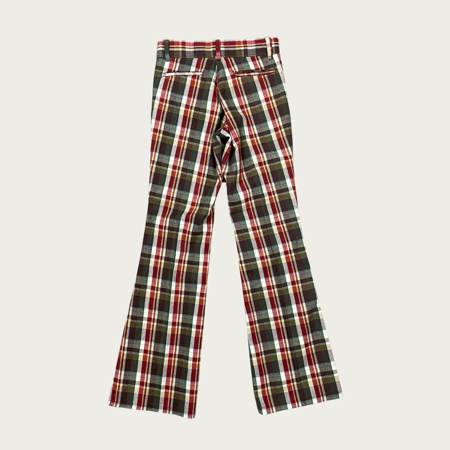 (26") 70s Earth Toned Plaid Flares