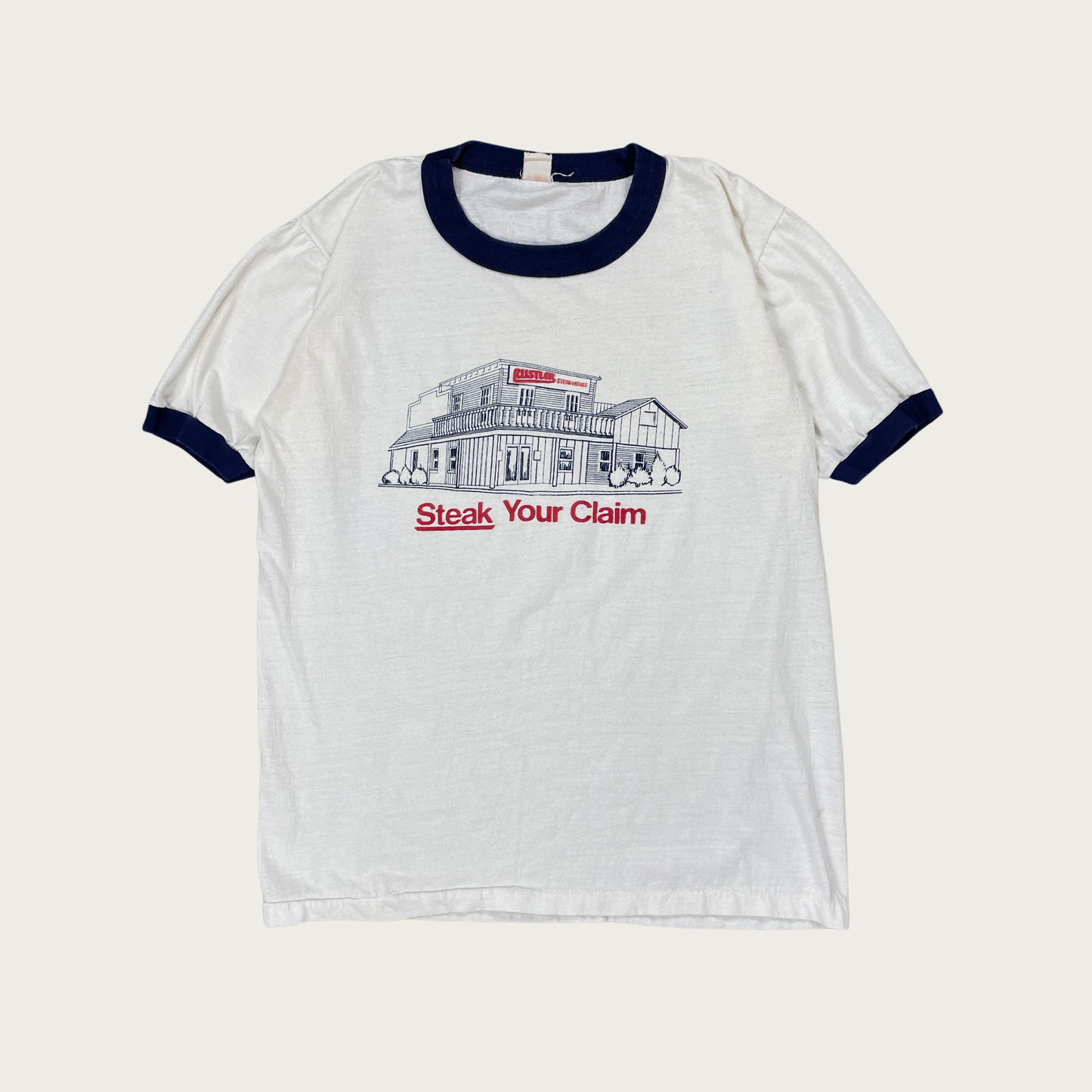 (M/L) Rustler Steakhouse "Steak Your Claim" Ringer Tee