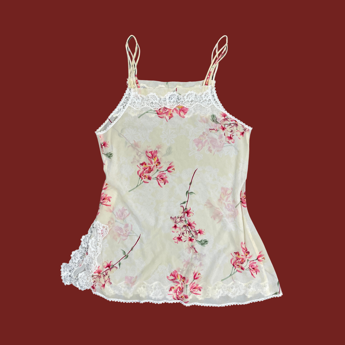 (M) Christian Dior Cream Floral Mini Slip Dress