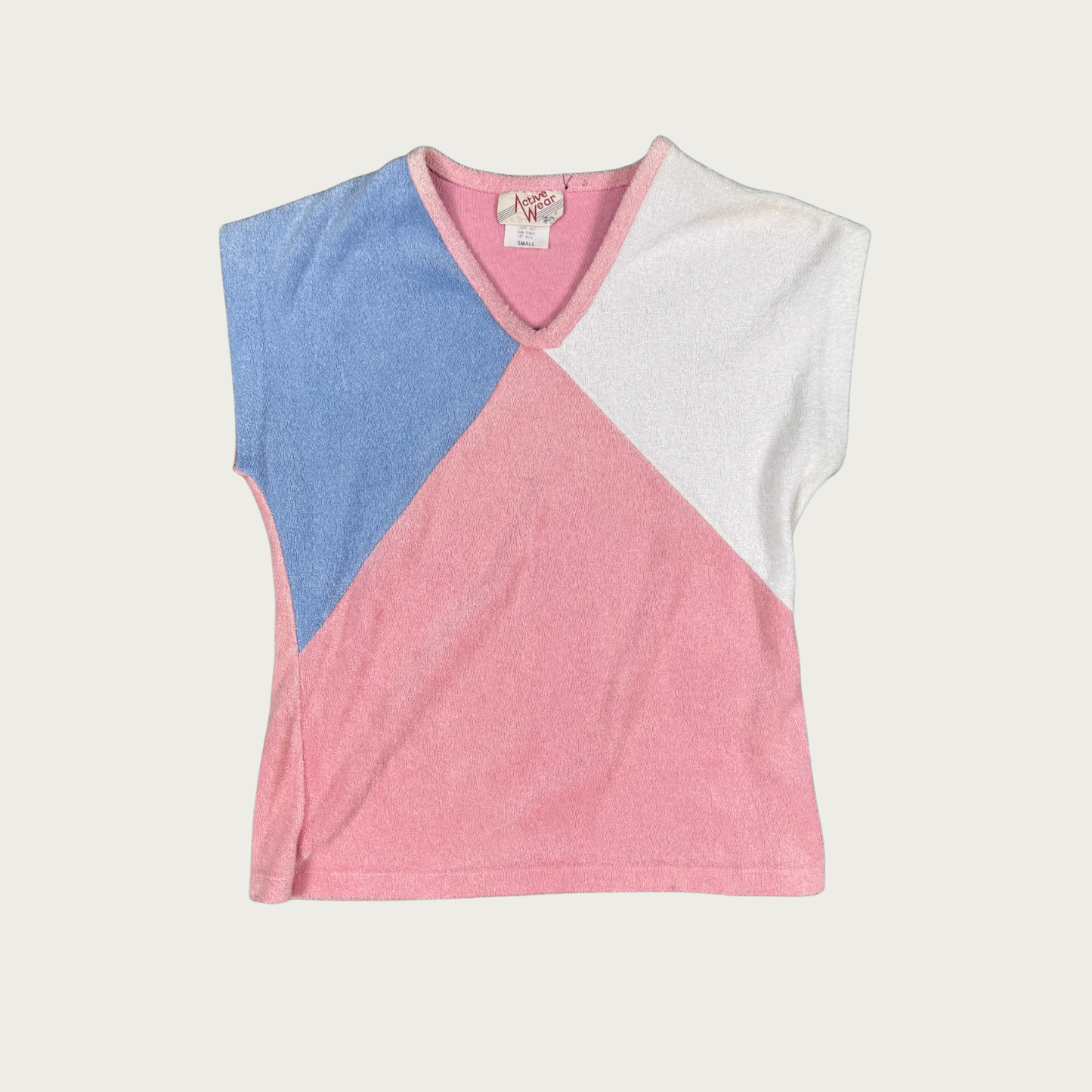 (S) 70s/80s Pastel Colorblock Terrycloth Top