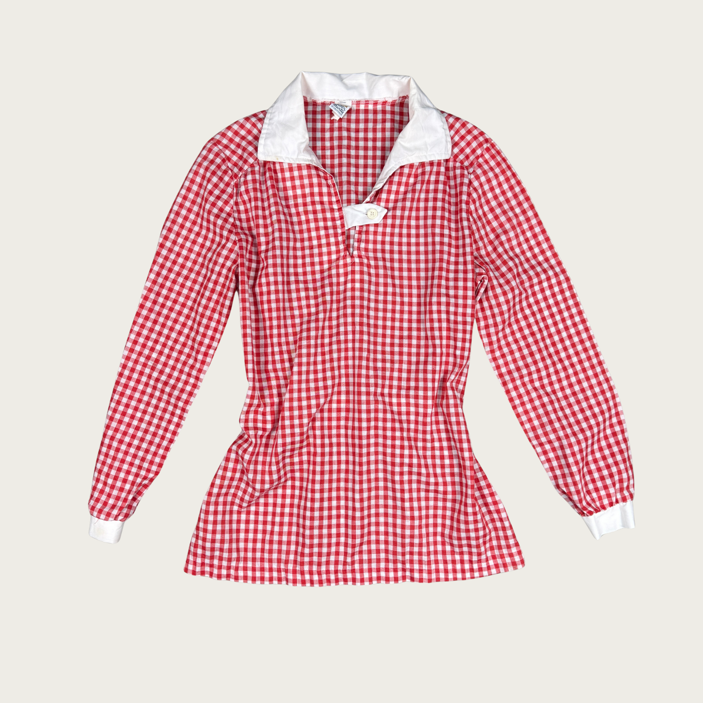 (S/M) 70s Red Gingham Mini Dress/Tunic