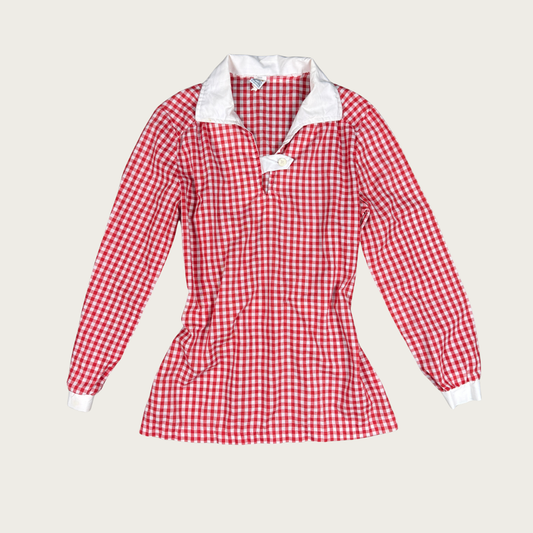 (S/M) 70s Red Gingham Mini Dress/Tunic