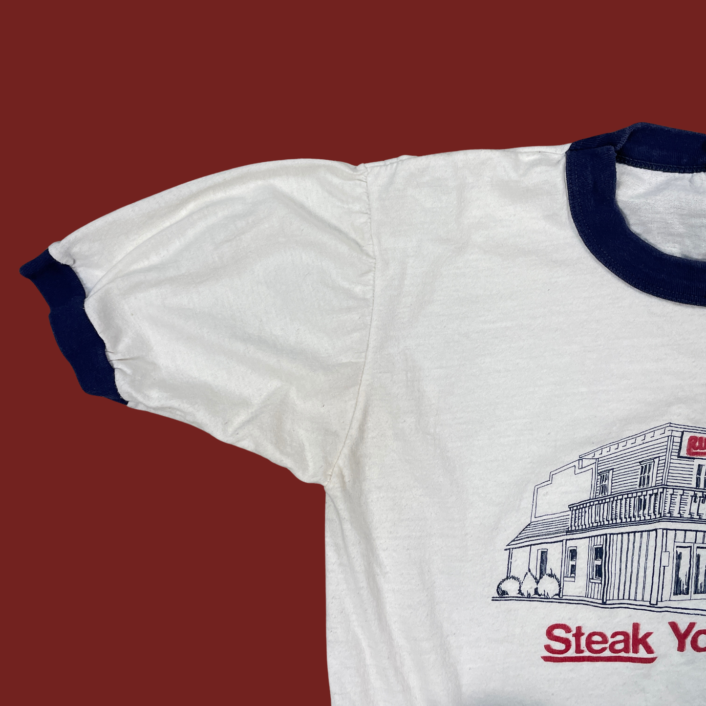 (M/L) Rustler Steakhouse "Steak Your Claim" Ringer Tee