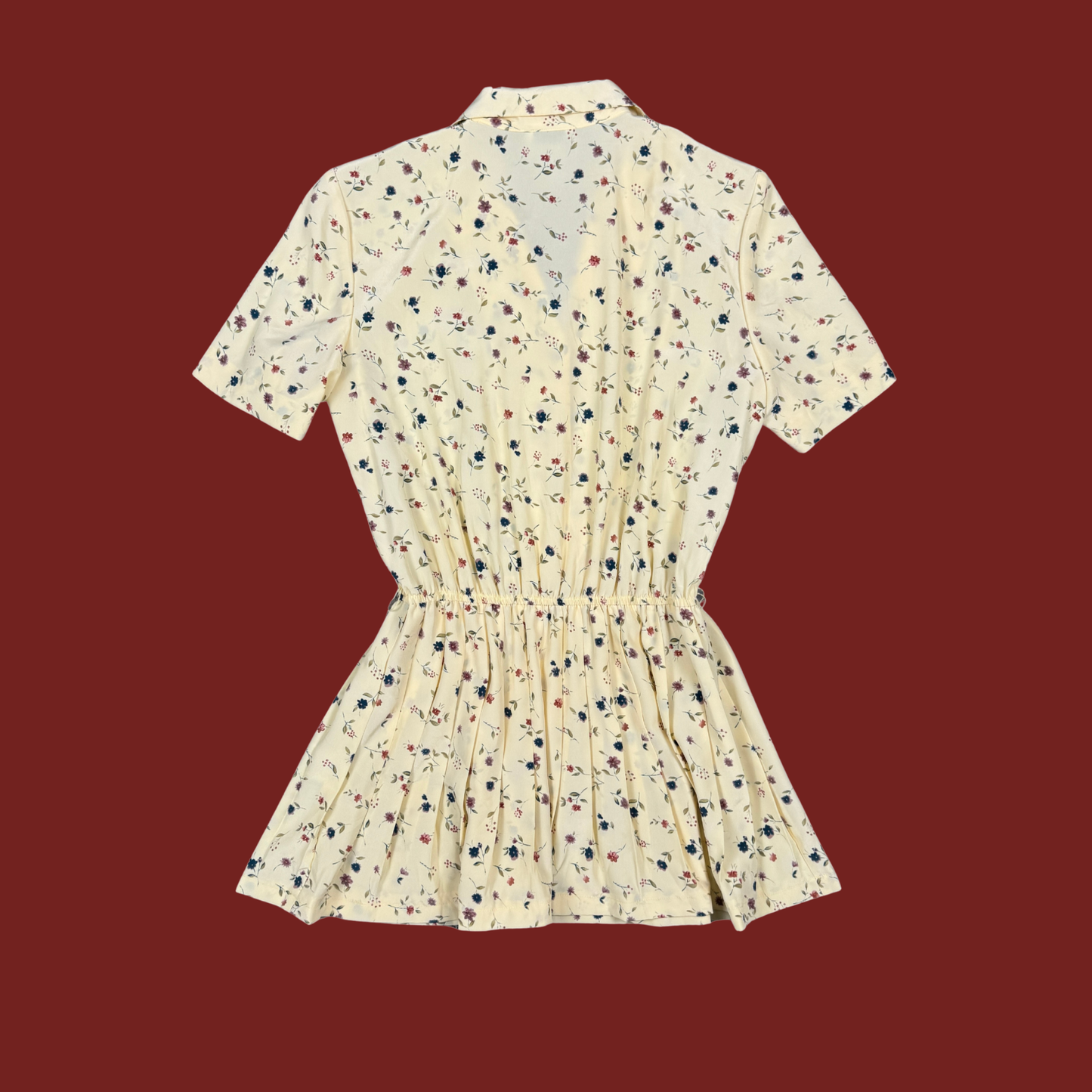 (M) Custom Reworked 80s/90s Yellow Floral Mini Dress