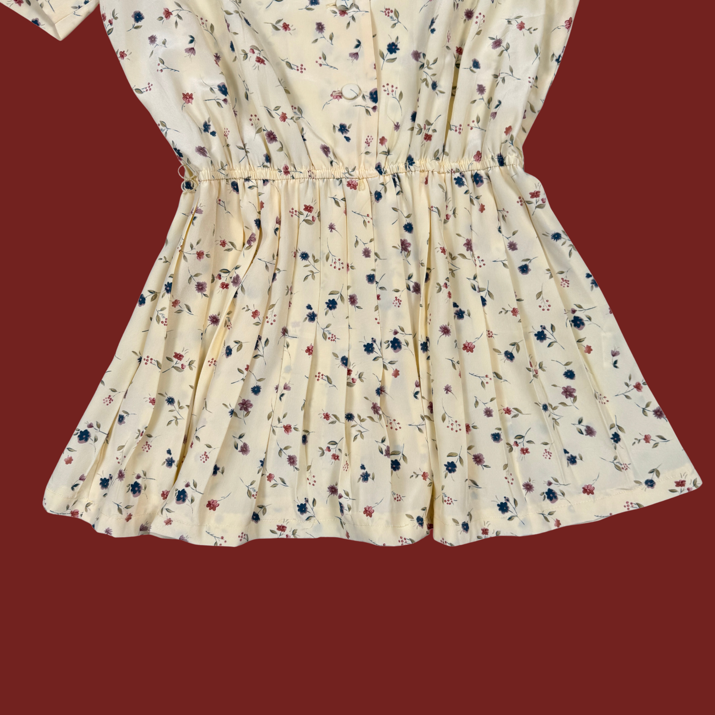 (M) Custom Reworked 80s/90s Yellow Floral Mini Dress