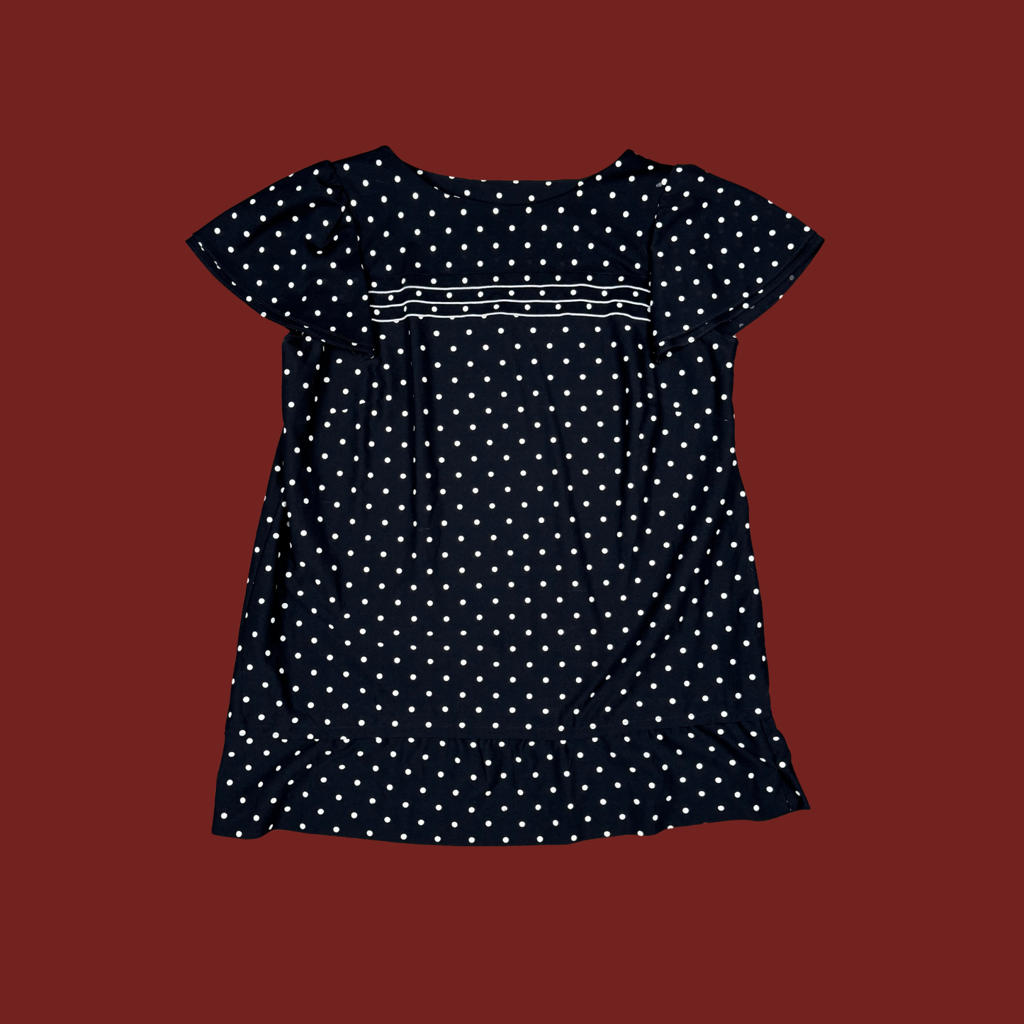 (XL) Custom Reworked Vintage Black/White Polka Dot Mini Dress