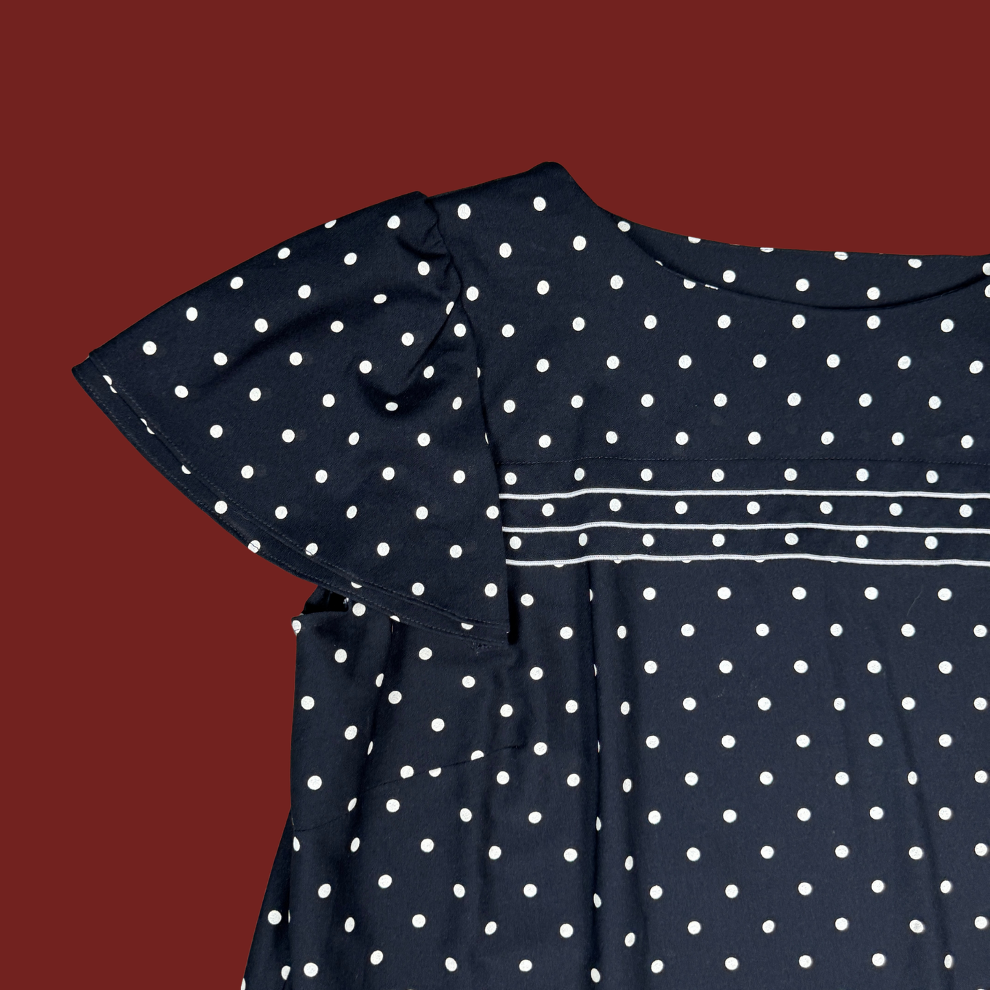 (XL) Custom Reworked Vintage Black/White Polka Dot Mini Dress